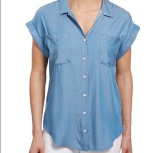 Jachs Girlfriend Chambray SS Top, Cap Sleeve
